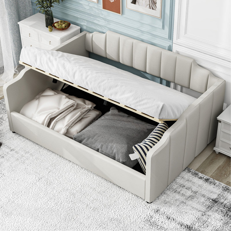 Upholstered Daybed With Underneath Storage,Full Size