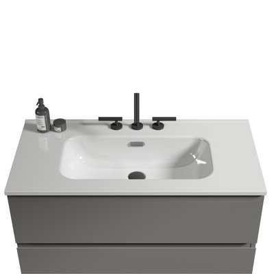 White Ceramic Basin, 34.73 In Depth, 18.15 Width, Seamless Integration For Kitchen Glossy 35.44 Lb Weight, Integration, Ideal Bathroom Use