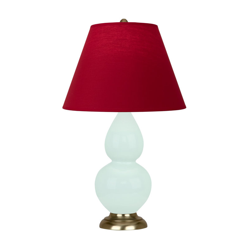 Petite lampe d'appoint à double gourde, Rose rouge / noir encre, Laiton antique, Menthe glacée