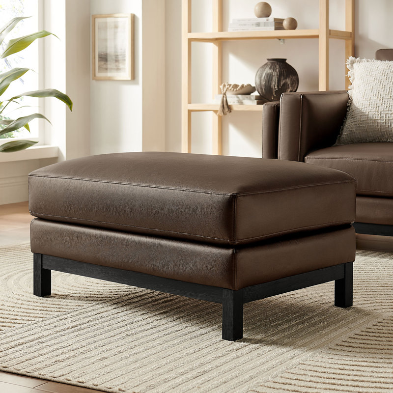 Repose-pieds en cuir Roscoe Vegan, Espresso, Noir