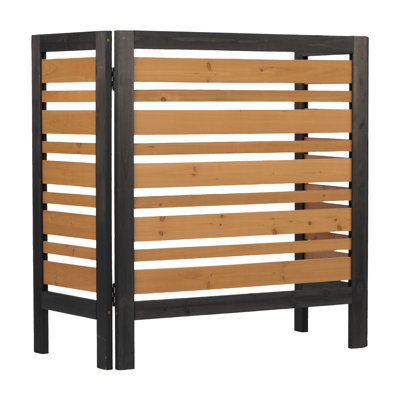3-Panel Outdoor Wood Privacy Fence Screen - 38"W×42"H Solid Wood Air Conditioner Fence, Versatile For Backyard, Garden, Patio (Ac/Trash Can/Pool Pump Enclosure)