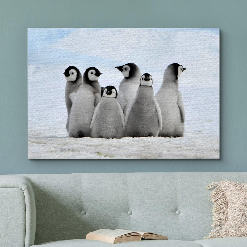 Animals " Little Penguins Giclee ", Wrapped Canvas, 24" H x 36" W x 1.5" D