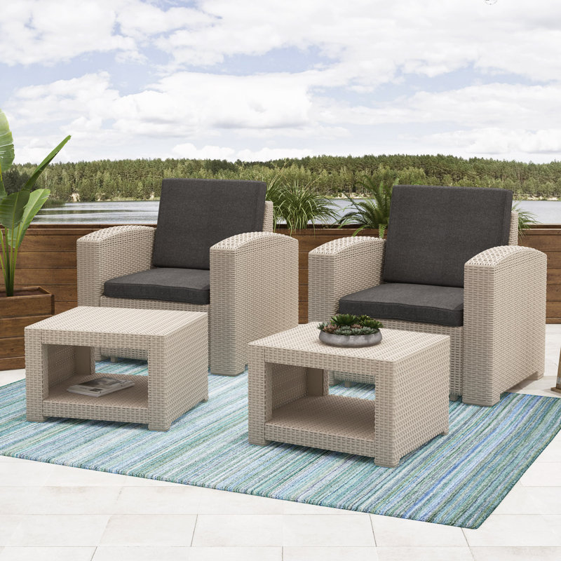 Ensemble de conversation avec coussins 4 pièces Sezen, Beige