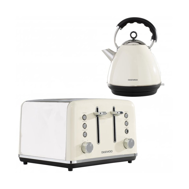 Daewoo KENSINGTON 1.5L Electric Tea Kettle, Cream