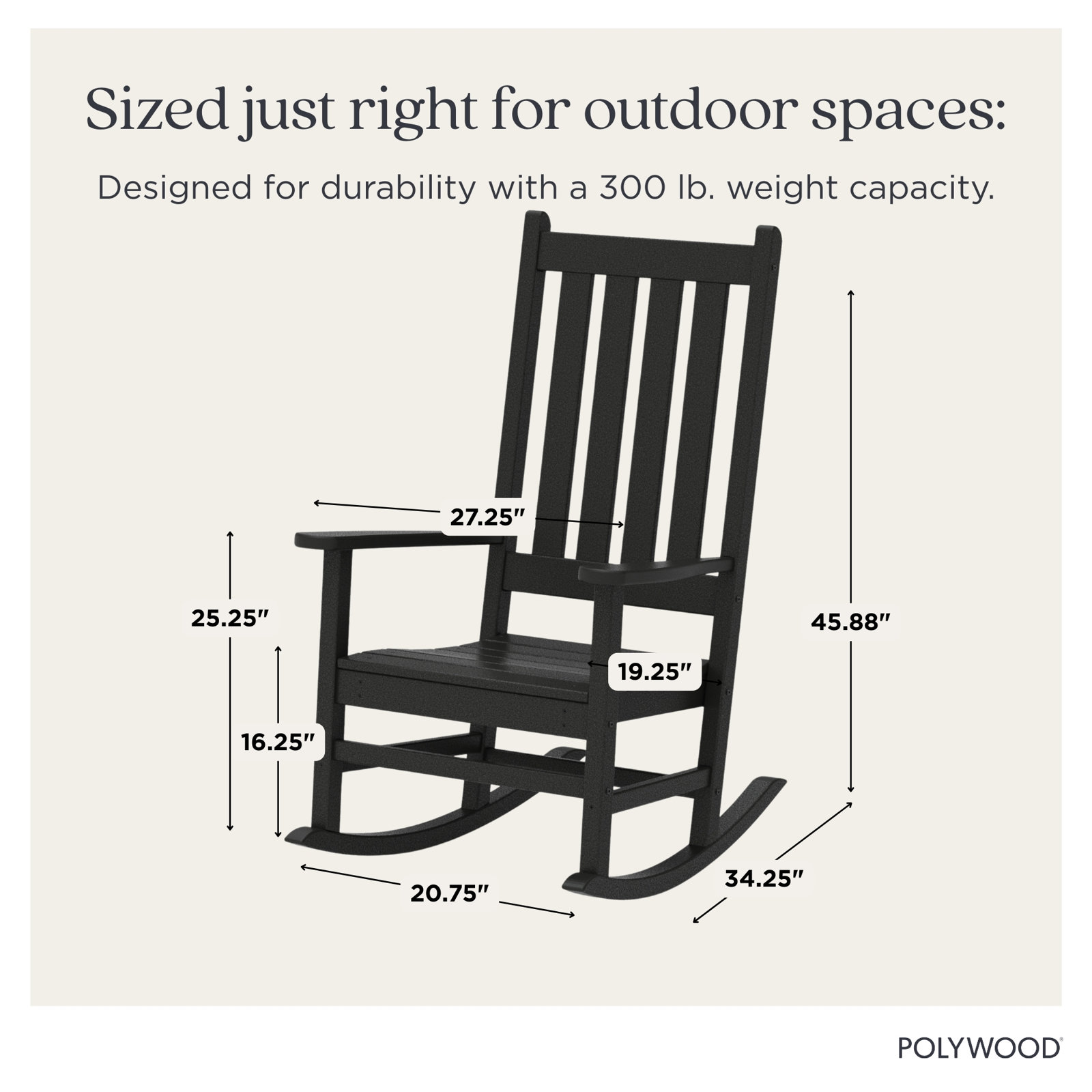 POLYWOOD® Vineyard Patio Rocking Chair, Sand
