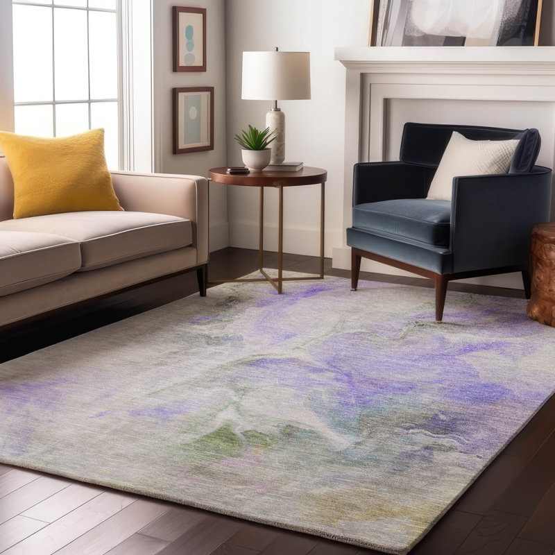 Premium Machine Washable Slesnick AMF1679 Abstract Rug, Rectangle 9' x 12'