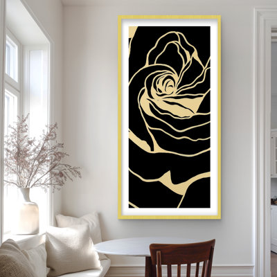 Silhouette of a Rose - beige, reproduction encadrée avec passe-partout
