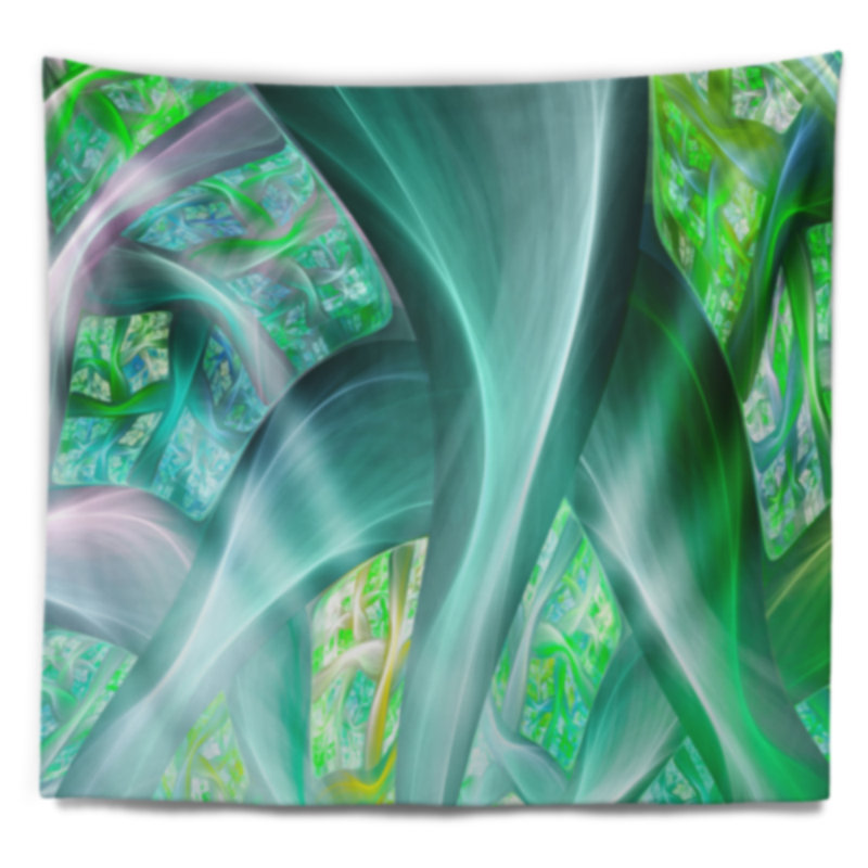 Tapisserie à tiges de plantes exotiques vert abstrait, H 50 po x l 60 po