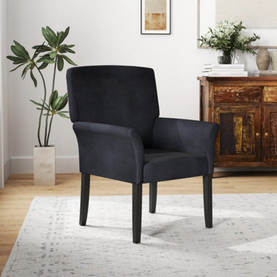 Fauteuil de direction en tissu avec pieds en bois d'hévéa