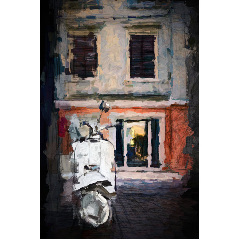 Moped Read - Wrapped Canvas Print, 46cm H x 30cm W x 3.8cm D