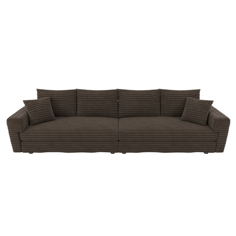 Nerissa 102.4" Corduroy Modular Cloud Couch Comfy Sofa with Square Armrests, Camel