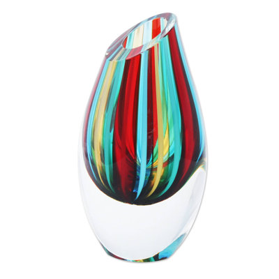 NOVICA, ensemble de 3 vases en verre ciré et soufflé à la main
