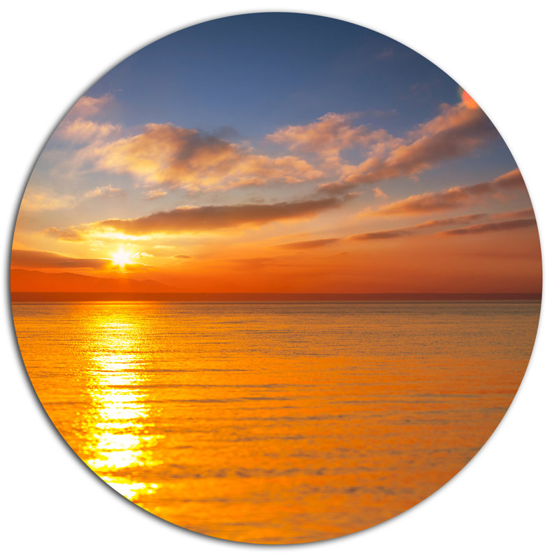 « magnifique coucher de soleil réfléchissant en mer », reproduction de photo sur métal, H 36 po x l 36 po x P 1 po