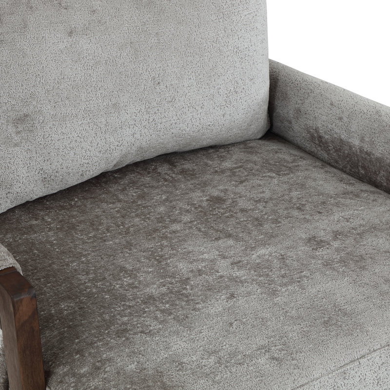 30" Wide Brayven Mid-Century Modern Upholstered Chenille Armchair With Wood Frame (Set of 2), Gray Chenille