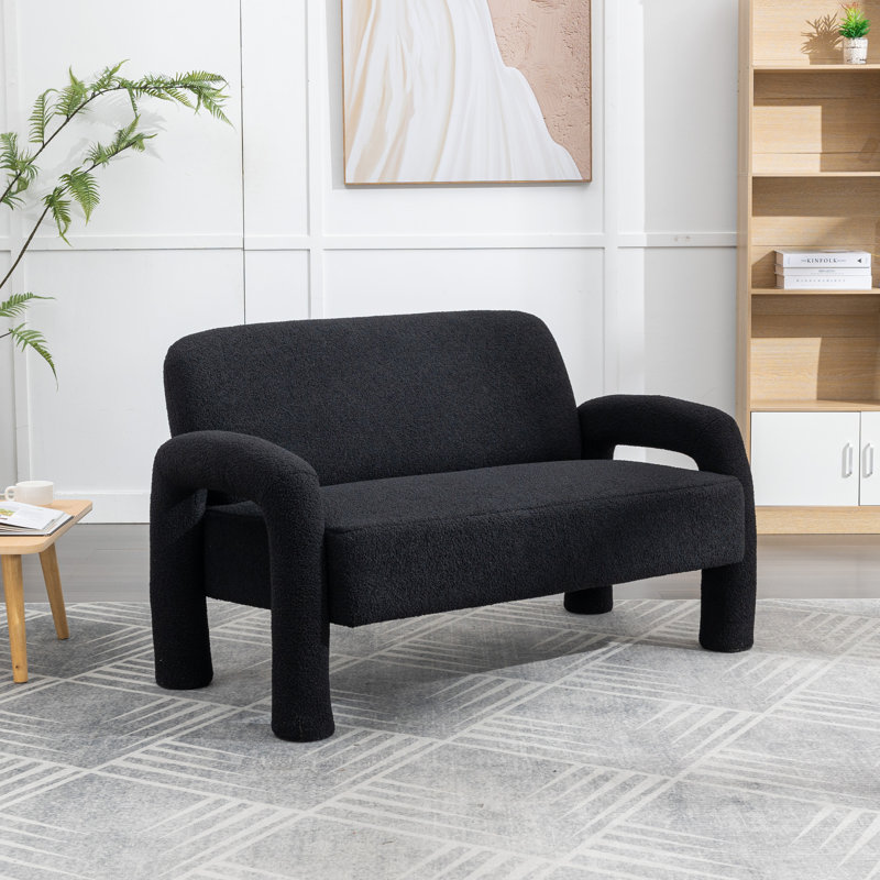 Jasyia Upholstered 51'' Loveseat, Black 100% Polyester