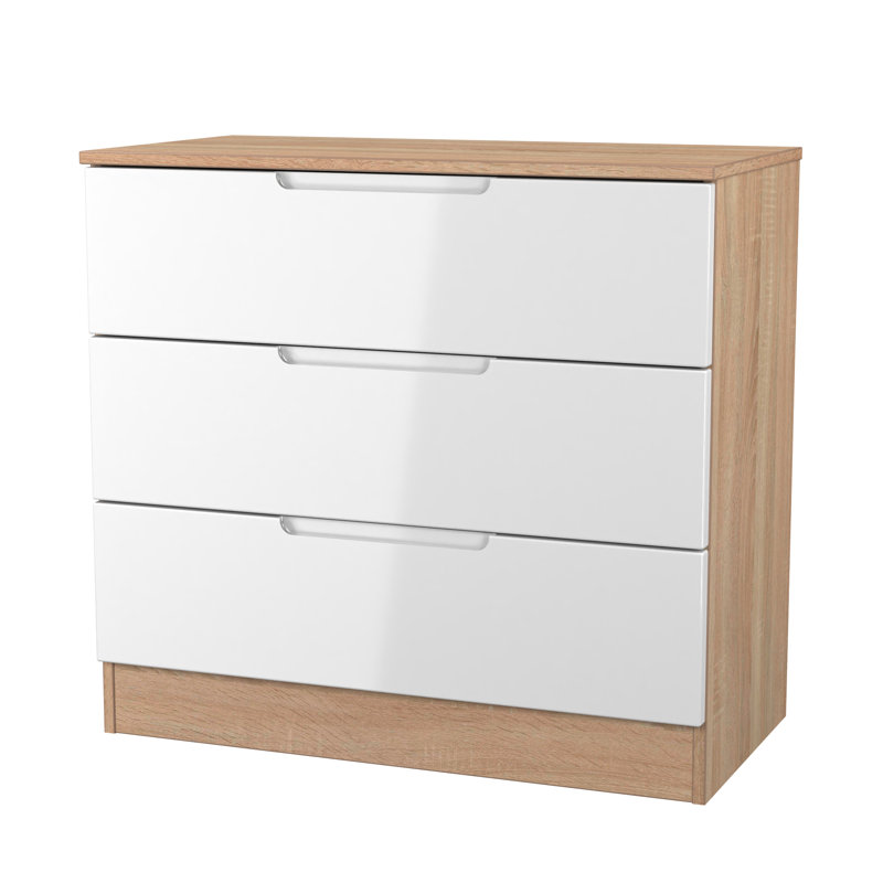 74cm W 3 - Drawer Chest of Drawers, White/Oak