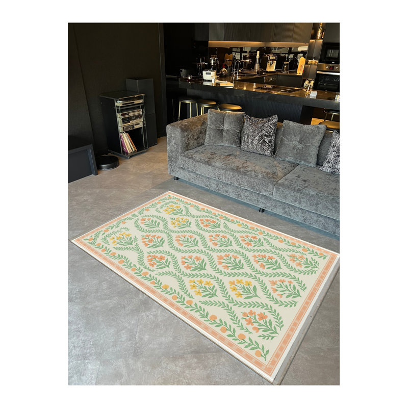 Tapis orange tissé lavable Mosso, 2' x 2'11"