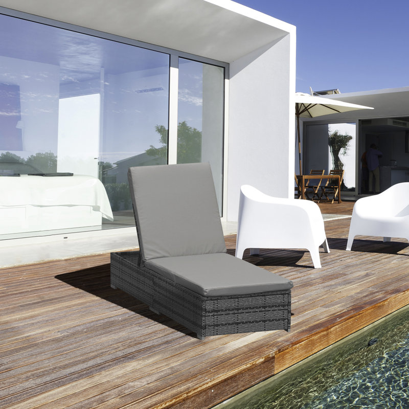 Chaise longue d'extérieur, chaise longue de patio avec dossier inclinable