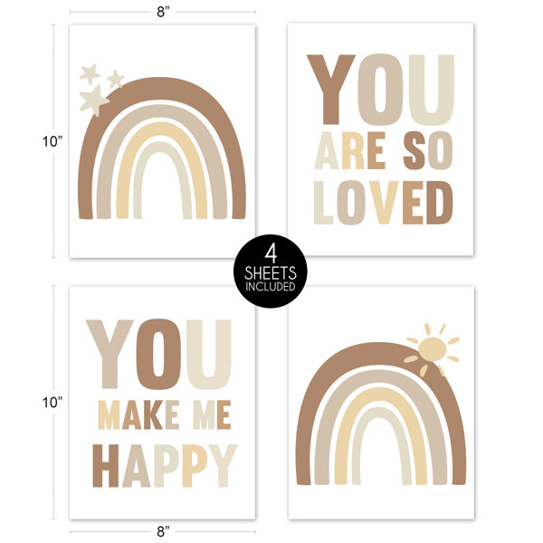 Sweet Jojo Designs Rainbow Collection Wall Art Prints | Set of 4