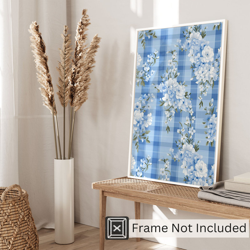 Floral Vichy Blue Flowers, reproduction d'art non encadrée, H 7 po x l 5 po