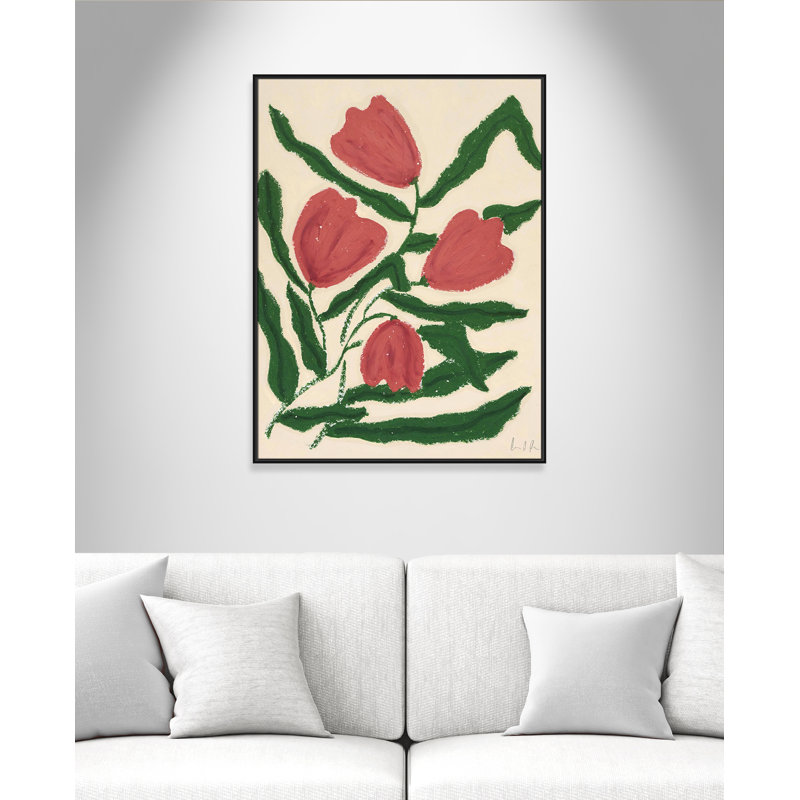 «Colette Red Tulips Print» par Camilla Bergqvist, Noir, H 49,5 po x l 37,5 po