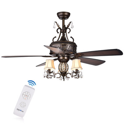 Ventilateur de plafond 52 pales en cristal 52 po avec chaînette et ensemble d'éclairage inclus Sayre
