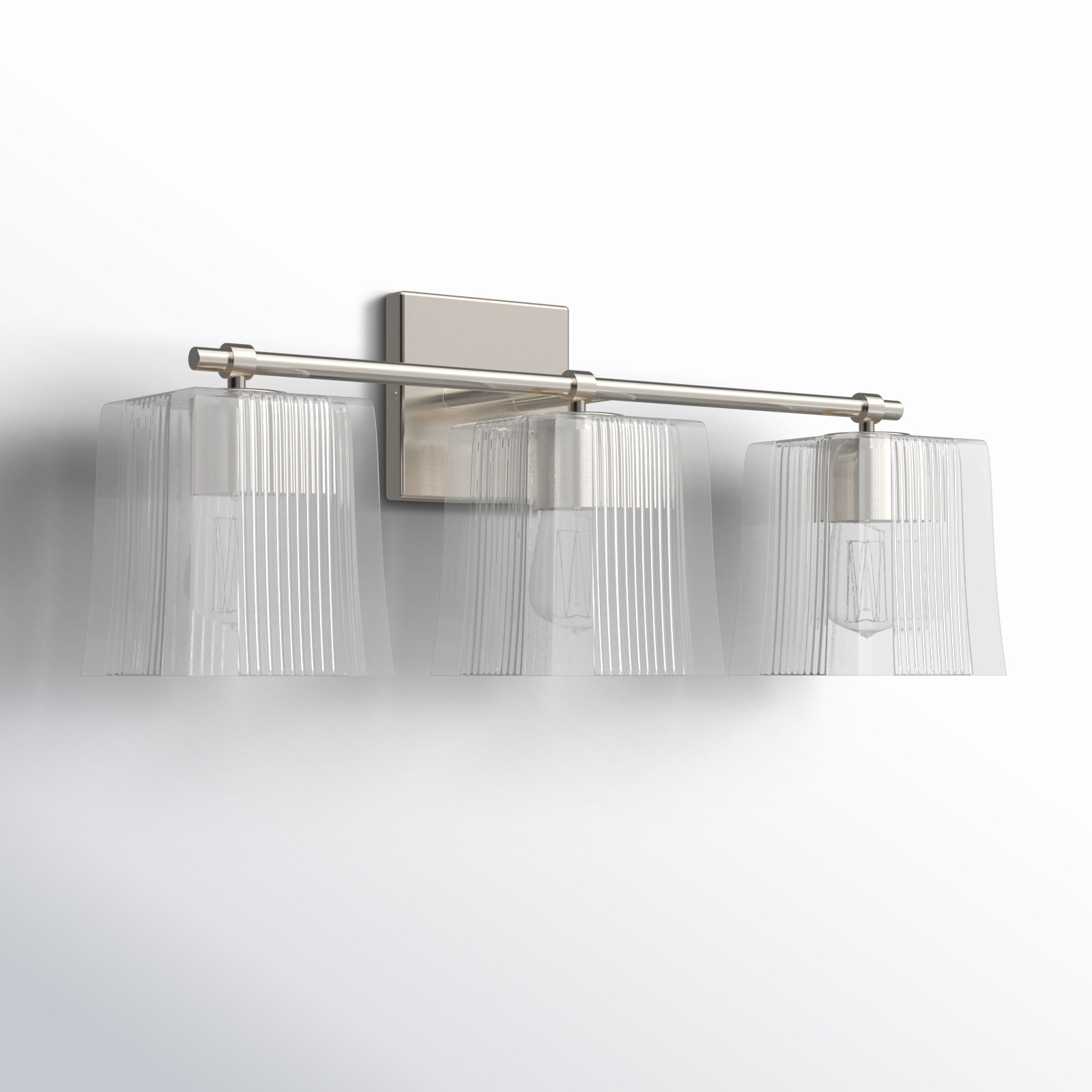 Kayda 3 Light Ribbed Dimmable Vanity Light, Brushed Nickel
