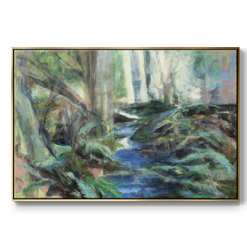 " Rambling Blues ", 41" H x 27" W x 2" D, Gold Framed Canvas