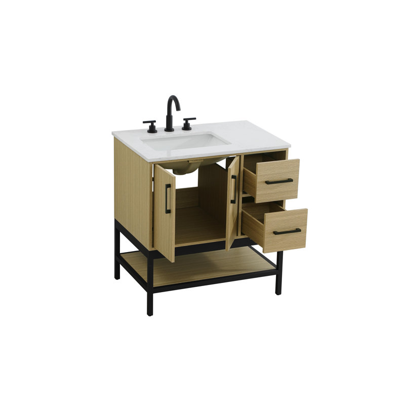 Meuble-lavabo simple 32 po, Brun miel