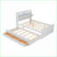 Lit de rangement en bois avec prises de courant, lit gigogne simple et tiroirs - Blanc pour chambres à coucher modernes-1305221074