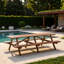 Table de patio en bois pour 12 personnes avec bancs et trou pour parasol