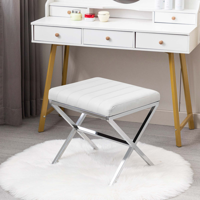 Armgard Metal Accent Stool, White