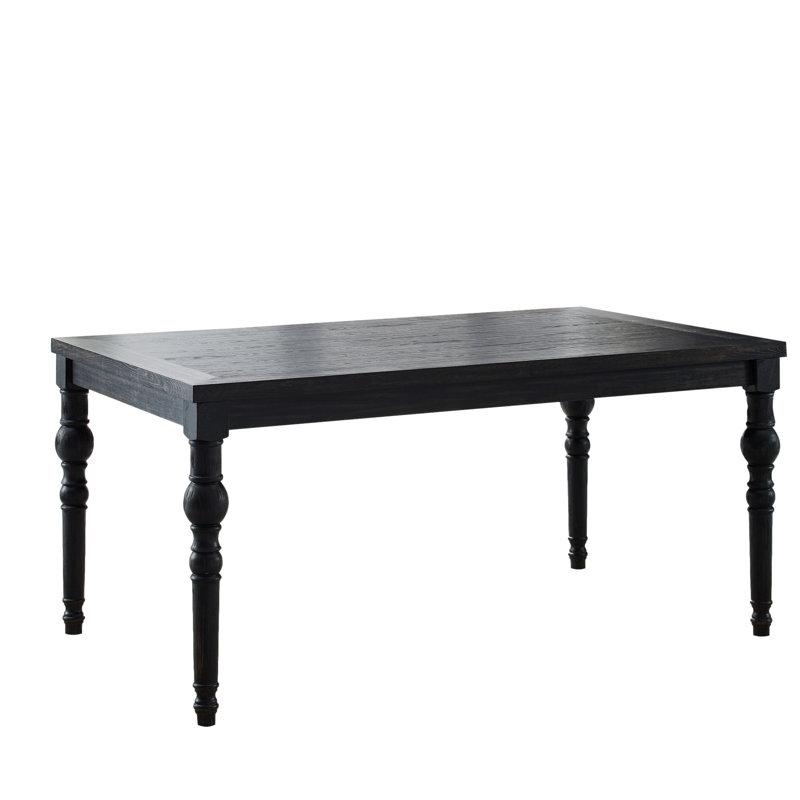 Table de salle à manger noire Urban - plateau de table en grain de bois pour un look riche, pieds élégamment tournés, touche gracieuse, structure en bois d'hévéa durable, l 65 po x P 38 po x H 30 po