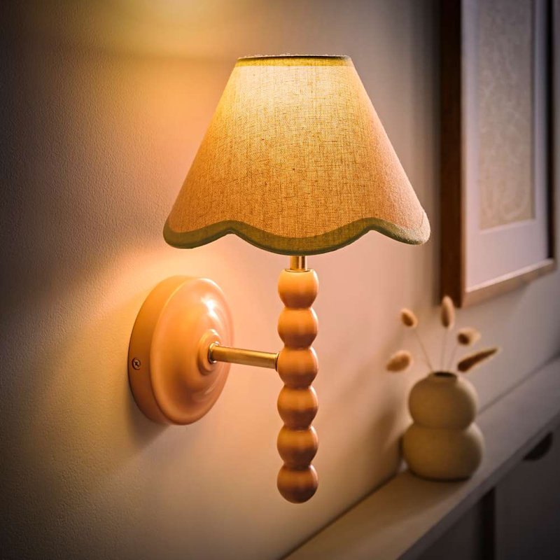 Alderic Manufactured Wood Armed Sconce, Green, No, Pink