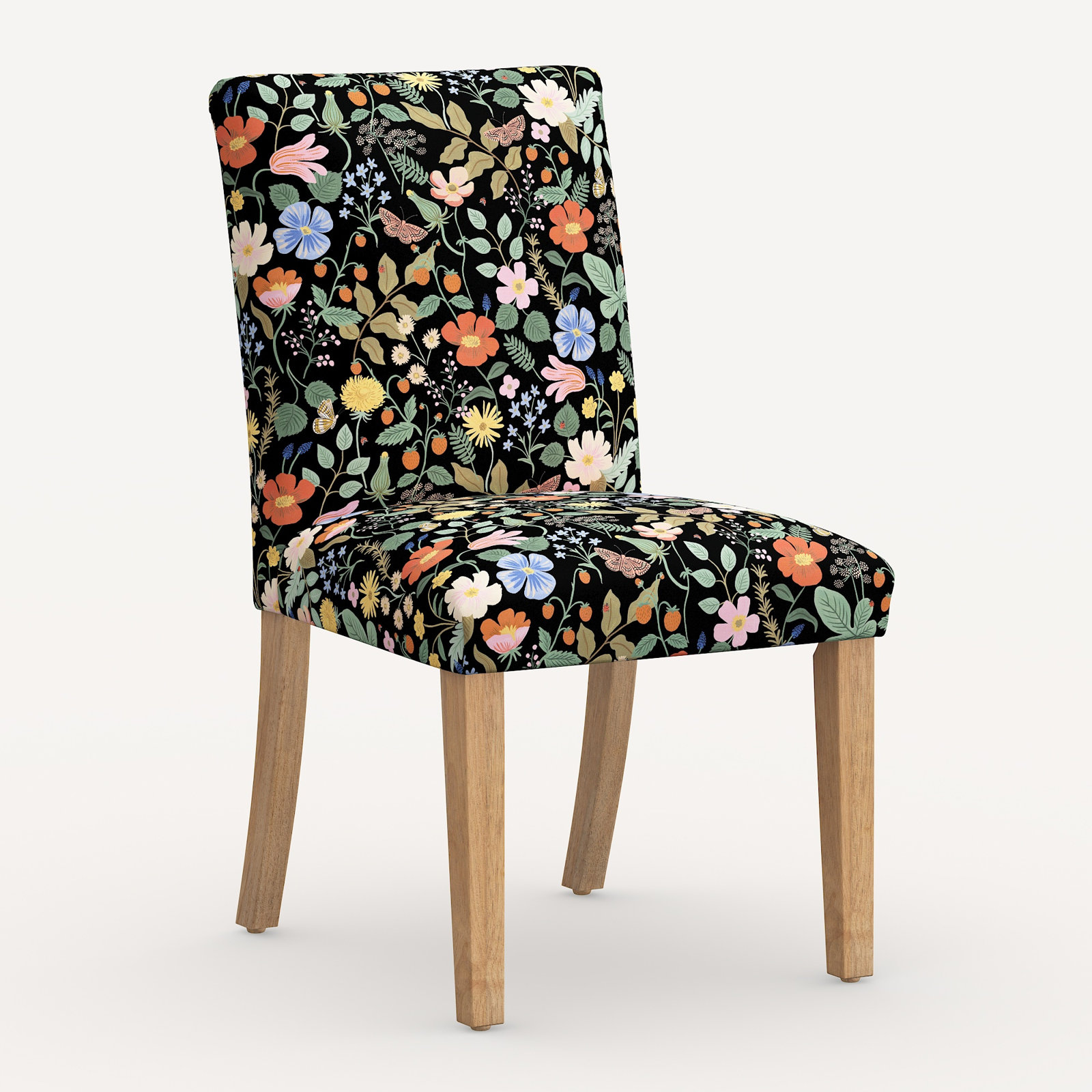 Rifle Paper Co. x Cloth & Company Lorraine Dining Chair, Black Strawberry Fields