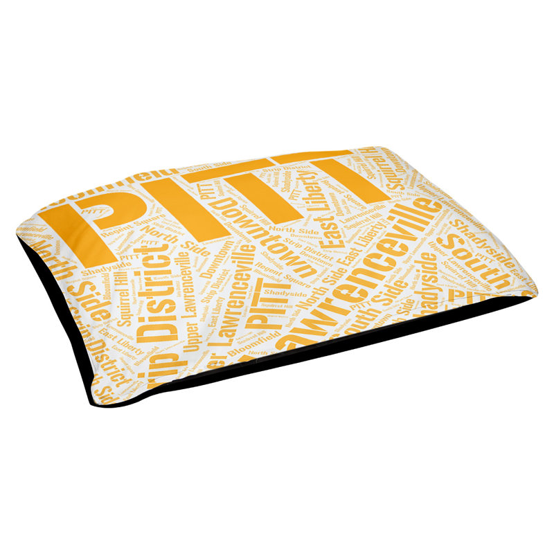 Coussin de chien « districts », Orange, Grand (l 40 po x P 30 po x H 14 po), Pittsburgh