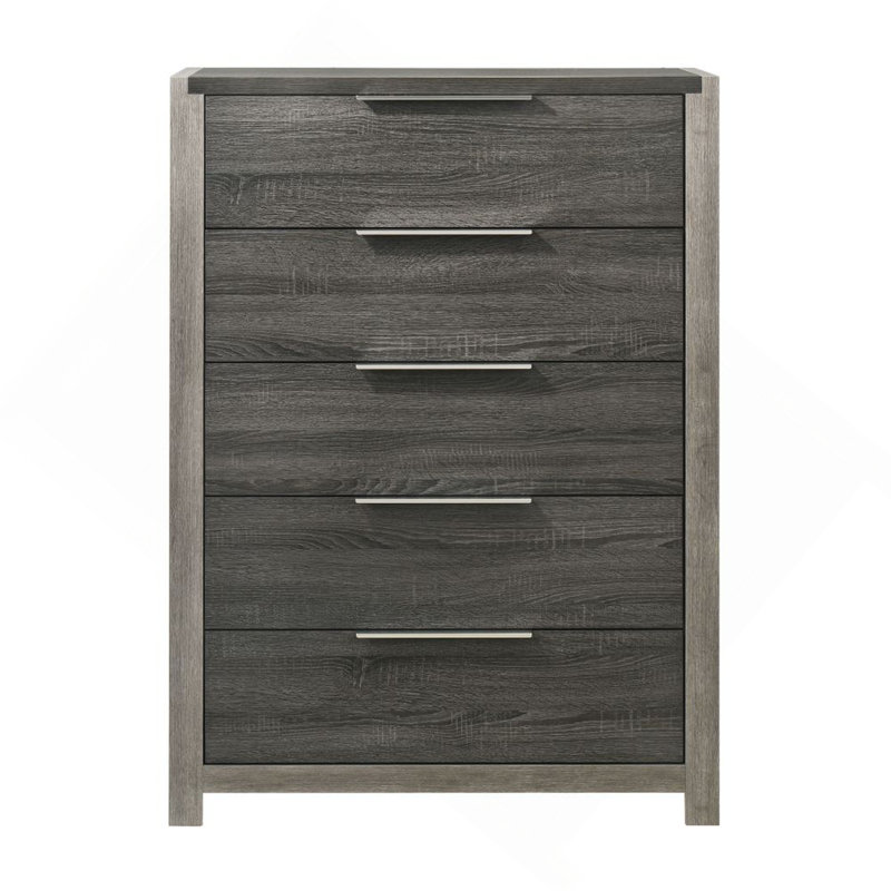 Commode de rangement moderne 1Pc avec meubles de chambre à coucher 5 tiroirs, Gris