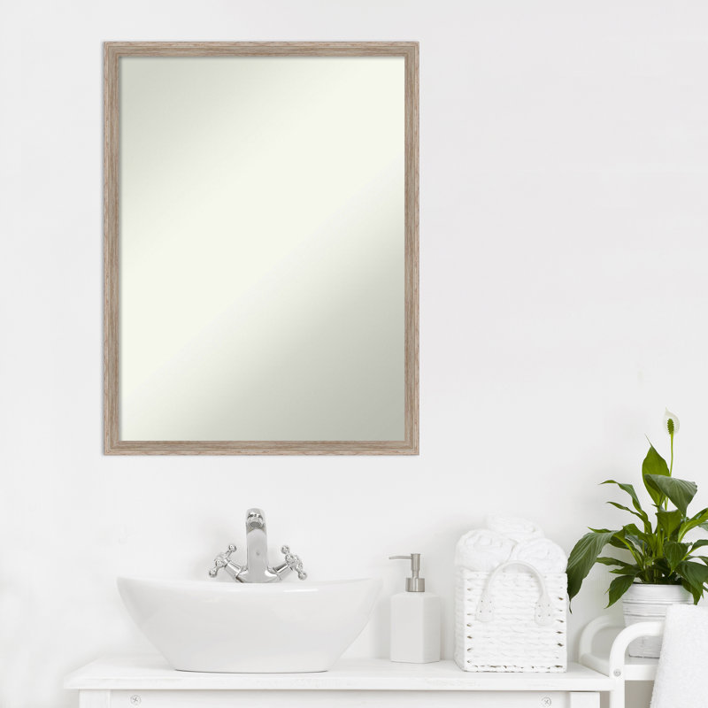 Miroir mural non biseauté en bois franc, H 25,25 po x l 19,25 po
