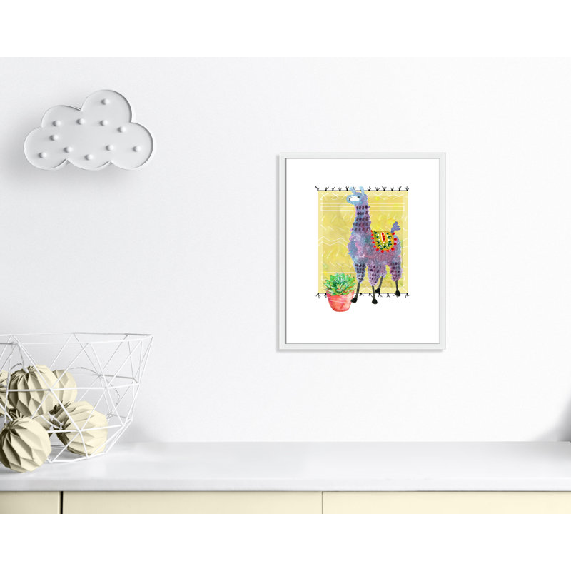 « jolie llama ii », art sur toile, H 25,5 po x l 21,5 po x P 1,18 po, Cadre blanc