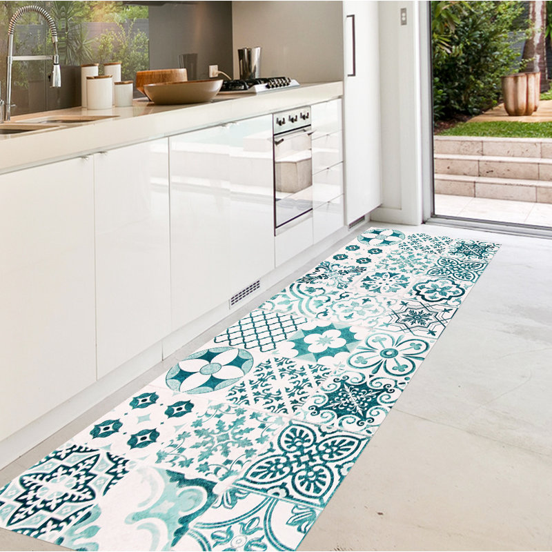Miera Kitchen Mat, Runner 66 x 180cm, White/Green