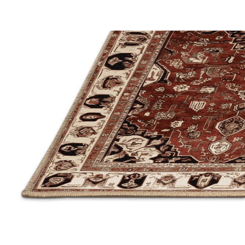 Tapis brun lavable à la machine, Rond 7 pi