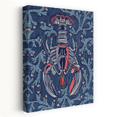Deep Blue Lobster by Annick - Wrapped Canvas Print