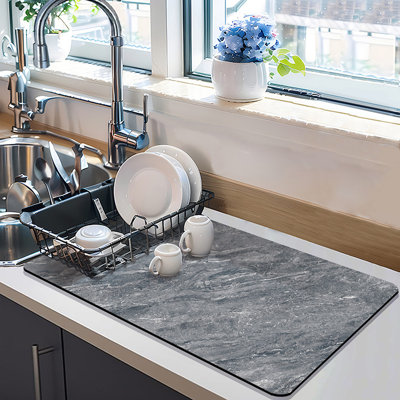 Dish Drying Mat for Kitchen Counter with Non-slip Rubber Backed, Mat for Kitchen Counter
