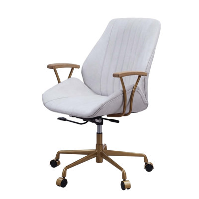 Office Chair with  Frame, Leather Upholstered, Arms Included, Swivel, Adjustable Height, Wheels -  Orren Ellis, 1FC9672704B64F33928DC3CFF35C13E9