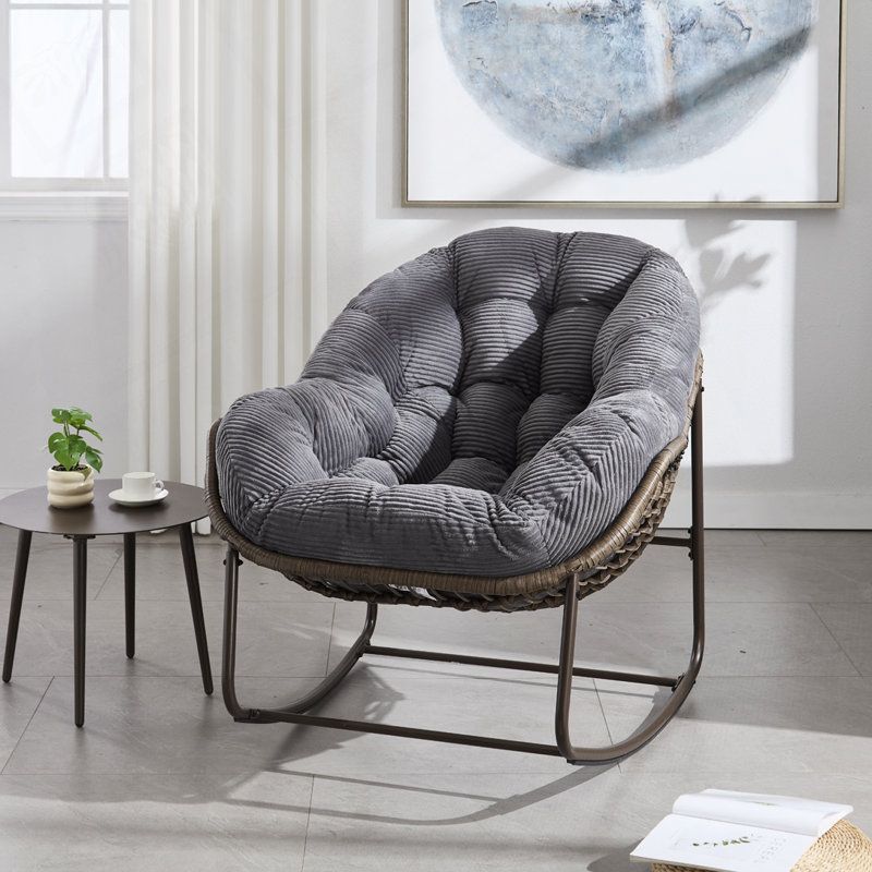 Chaise berçante d'extérieur en rotin, Gris