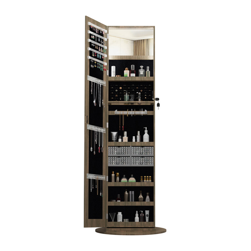 360°Swivel Jewelry Cabinet with Full Length Mirro