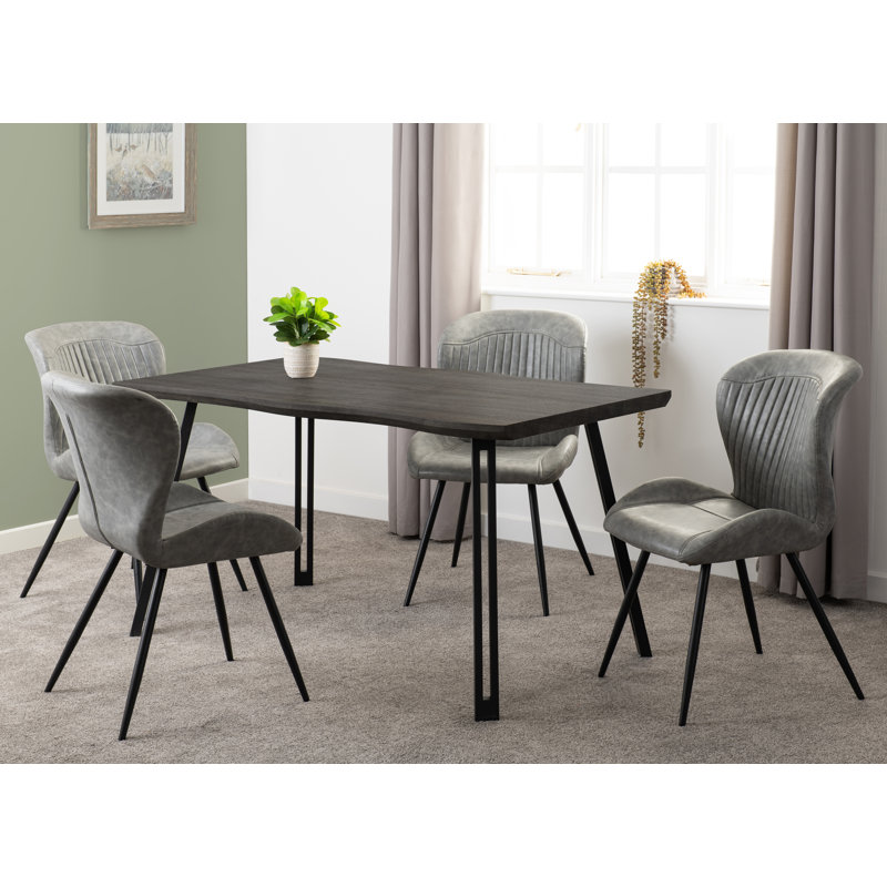 Douros 4 - Person Dining Set, Black Wood Grain, Grey