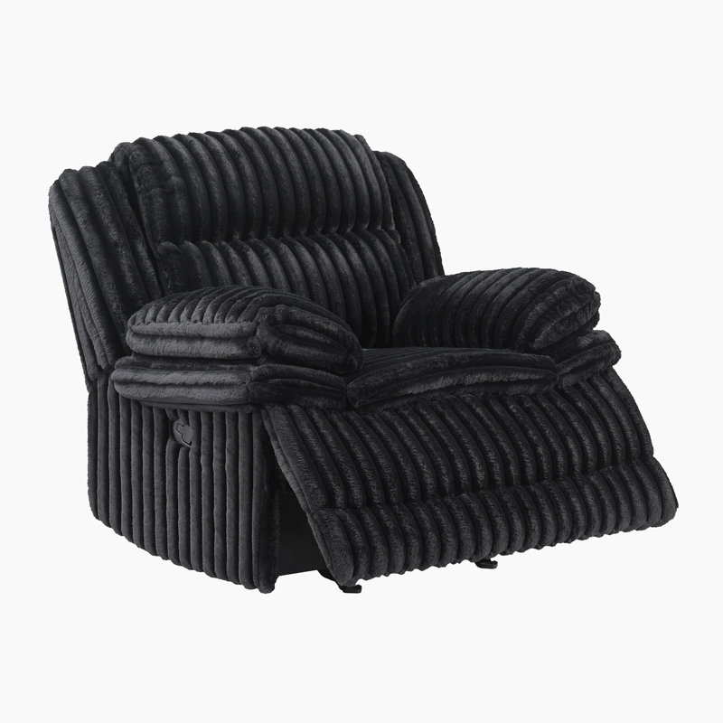 Fauteuil inclinable oscillant en velours côtelé l 46 po, Noir