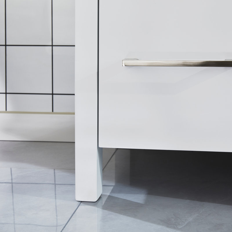 Karson 96'' Double Bathroom Vanity with Ceramic Top with Mirror, White