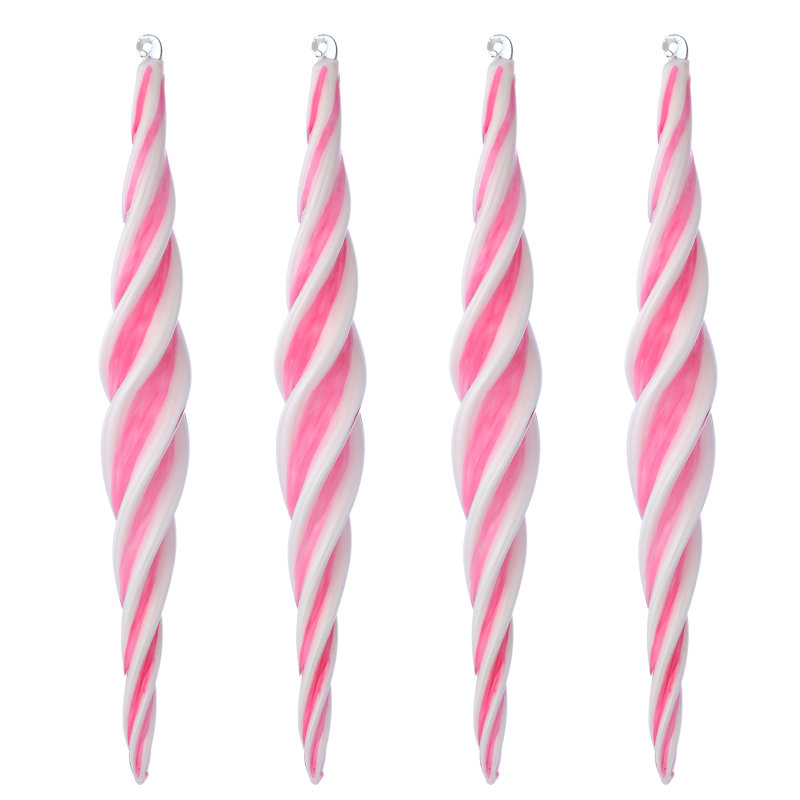 Ensemble d'ornement 12 po en verre 12 po, Blanc / rose